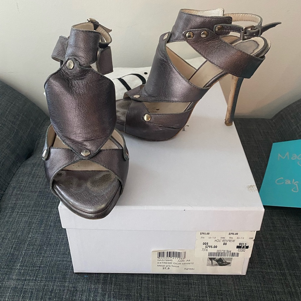 Iconic EXTREME DIOR Sandal In Metal gris fonce -7.5